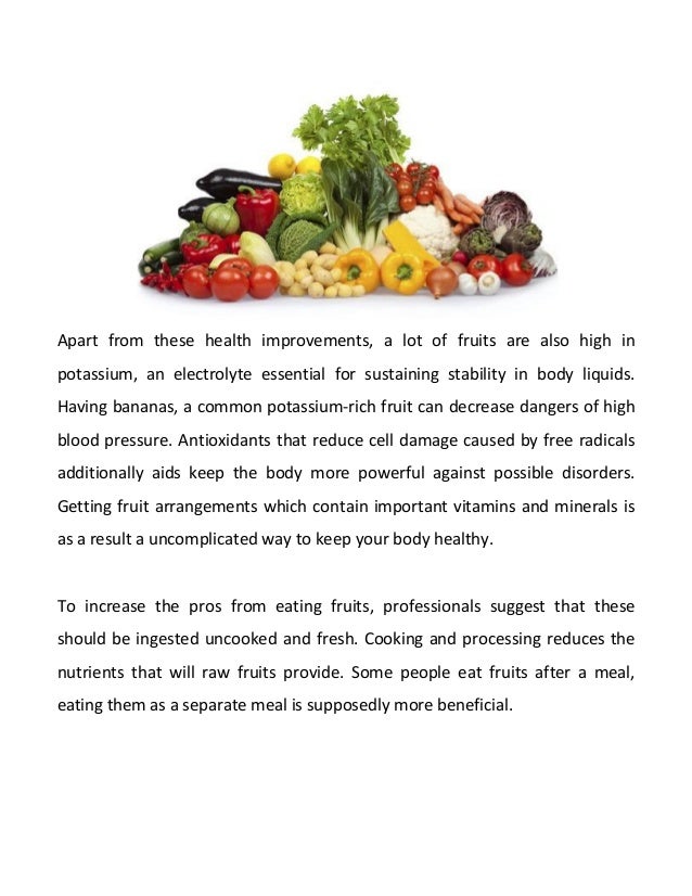 Health benefits of fruits and vegetables