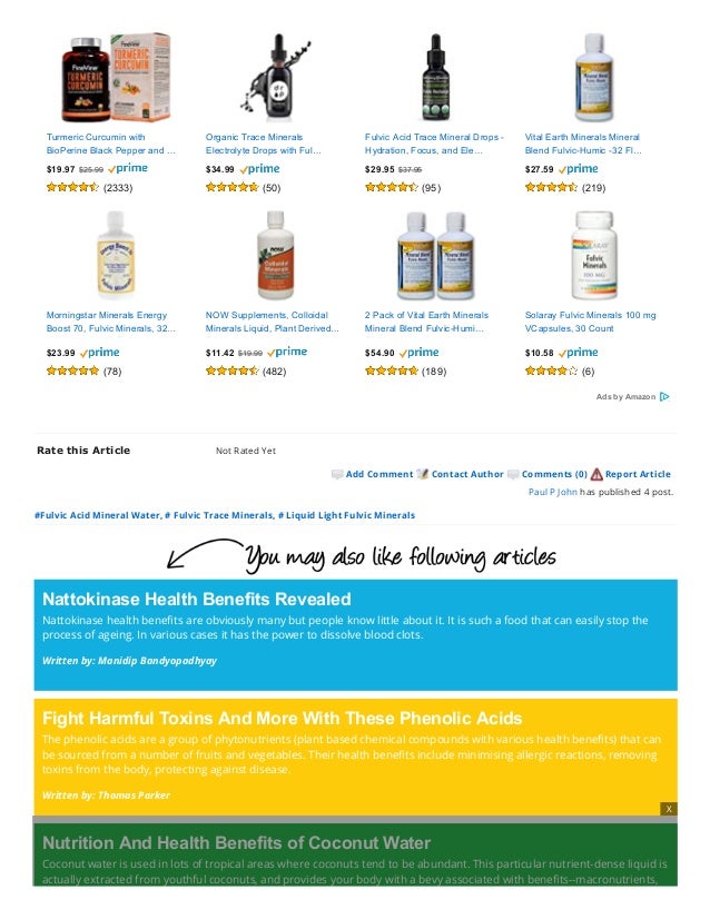 Health benefits of fulvic acid mineral water