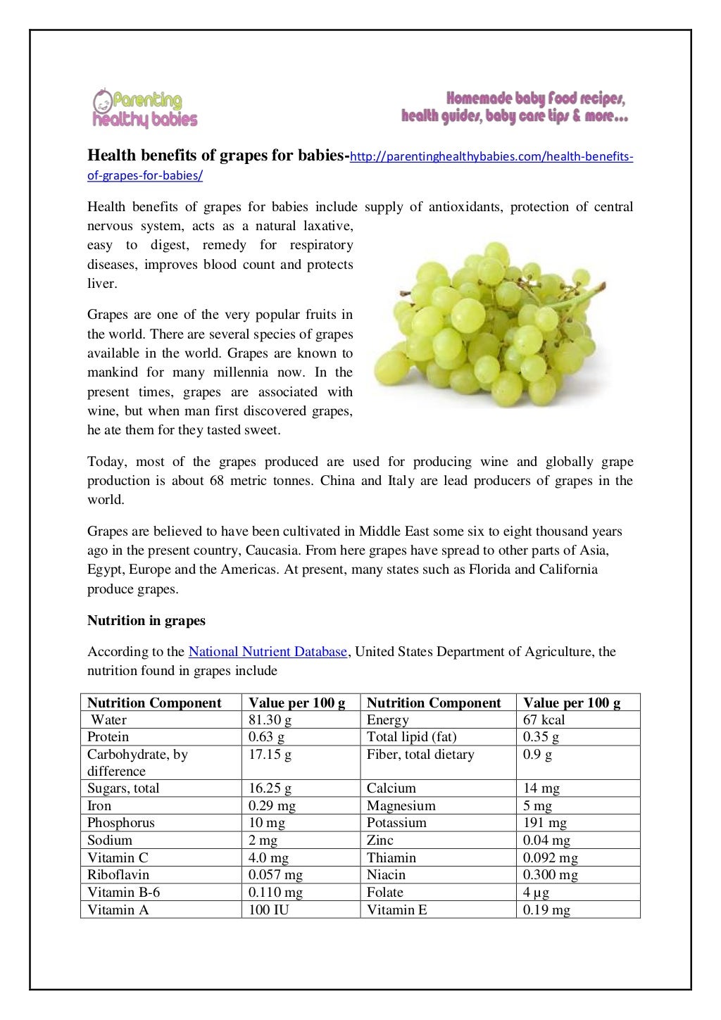 Health Benefits of Grapes for Babies