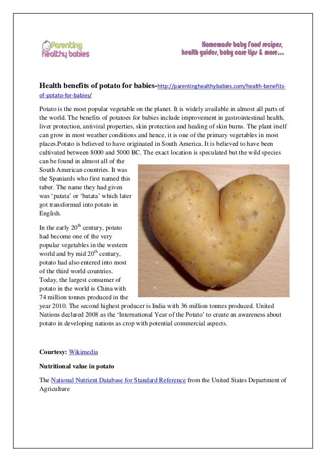 Health benefits of potato for babies