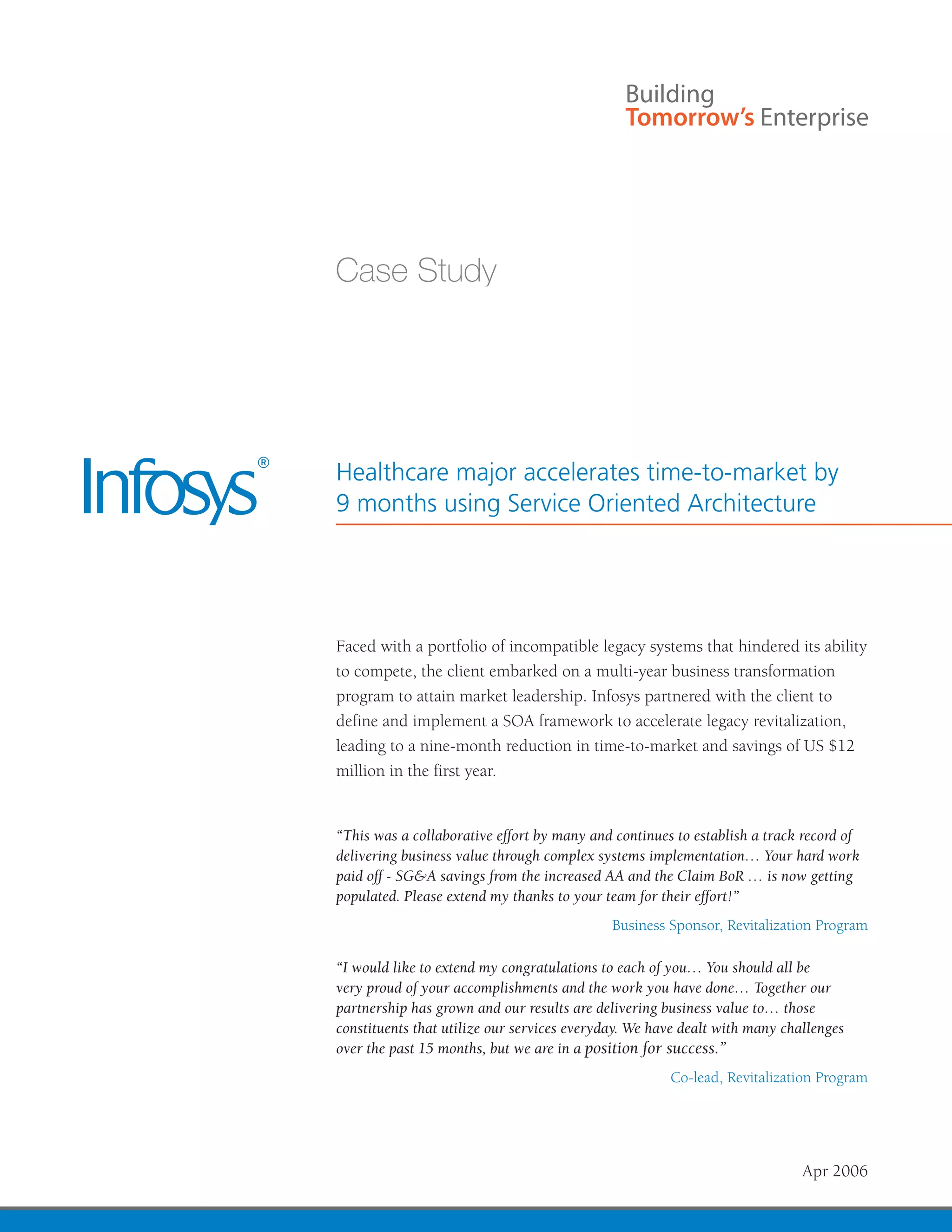 InfosysPublicServices - Healthcare SOA | Program Management Framework | PDF