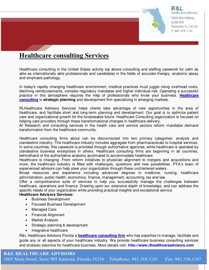 Healthcare consulting services