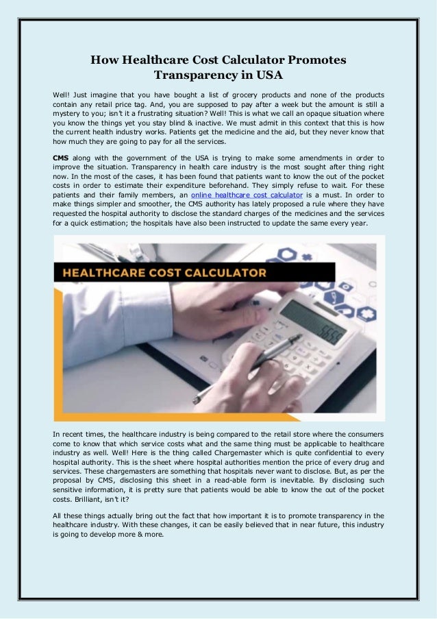 how healthcare cost calculator promotes transparency in usa grocery list cost calculator