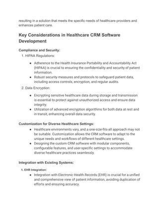Customization In Health Insurance Healthcare CRM Software Development-An In-Depth Guide 2025 | PDF