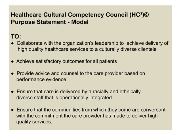Establishing a Healthcare Cultural Competency Council | PPTX