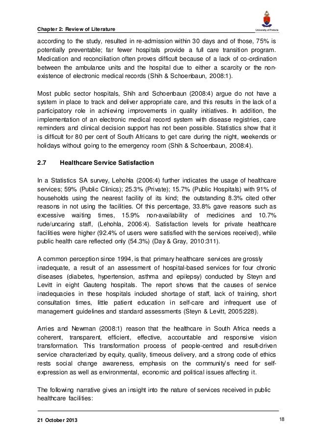 Literature review on service delivery in south africa