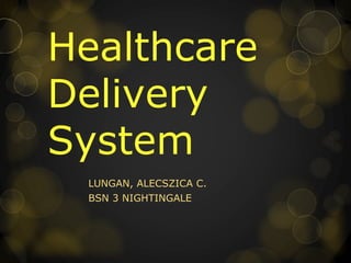 Healthcare Delivery System LUNGAN, ALECSZICA C. BSN 3 NIGHTINGALE 