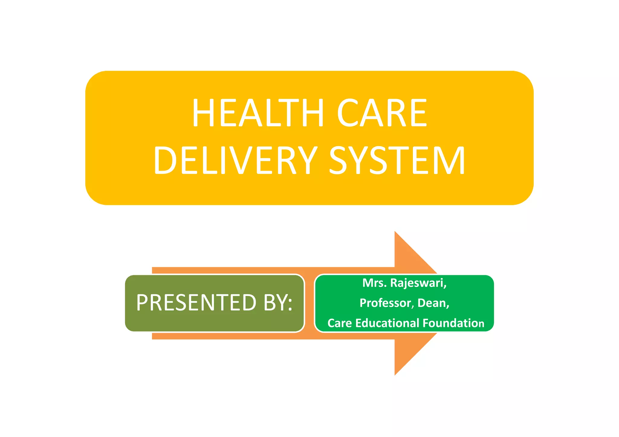 Health care delivery system in india PPT