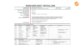ROOM DATA SHEET- CRITICAL CARE
 