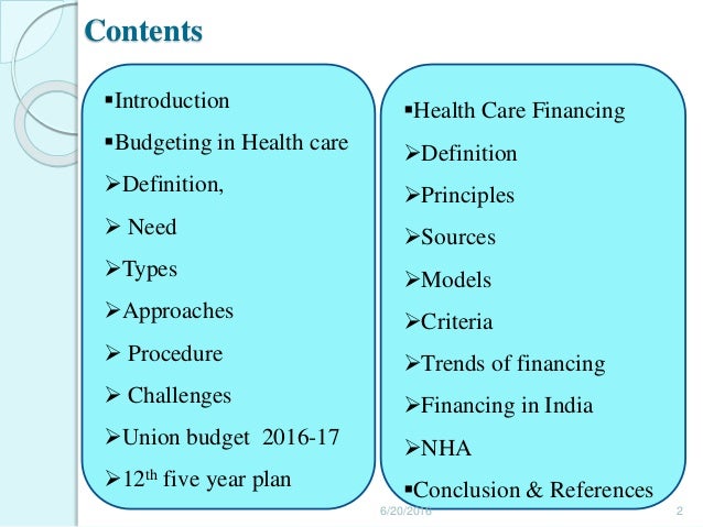 health care finance and budget finance and budgeting