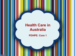 Health Care in
Australia
PDHPE: Core 1
 