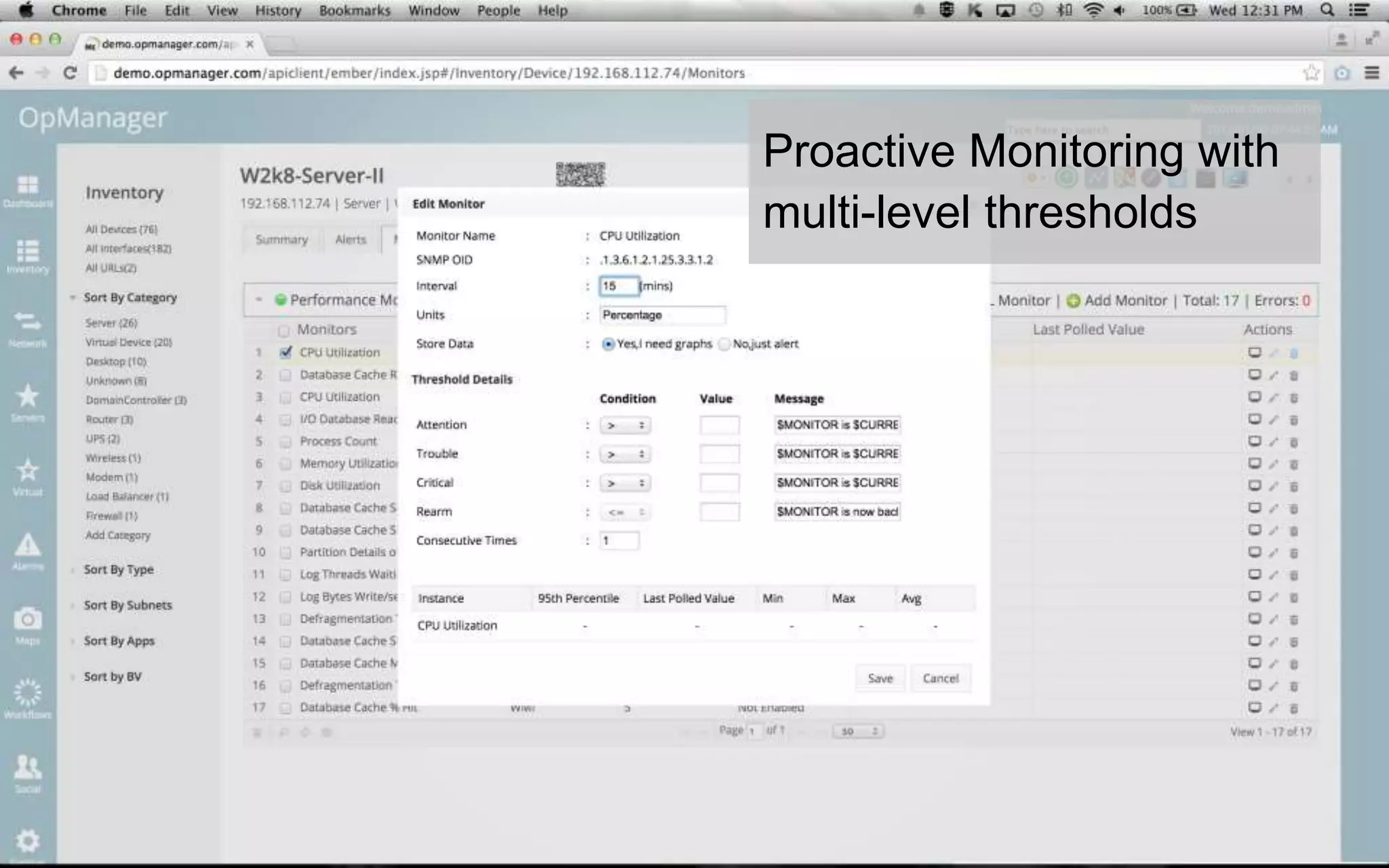 Proactive Monitoring with
multi-level thresholds