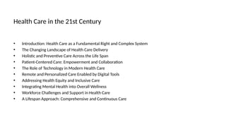 Health Care in the 21st Century by Sasan Khodabakhsh | PDF