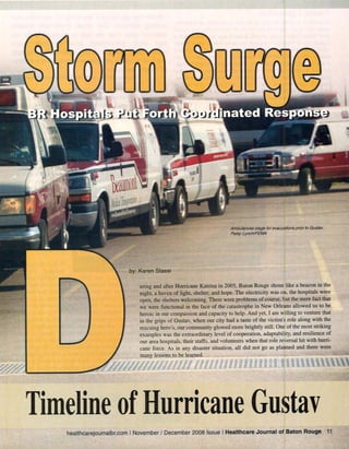 Healthcare Journal Of Baton Rouge Article on Hurricane Gustav