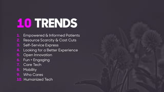 1. Empowered & Informed Patients
2. Resource Scarcity & Cost Cuts
3. Self-Service Express
4. Looking for a Better Experien...