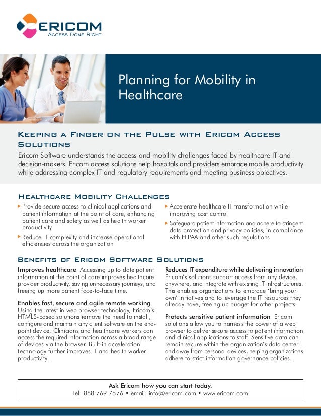 Planning for Mobility in Healthcare Datasheet