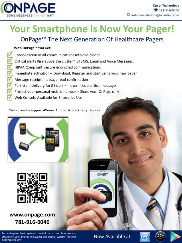 OnPage HIPAA Messaging Your Smartphone is Now Your Pager!