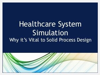 Healthcare System
Simulation 
Why it’s Vital to Solid Process Design
 