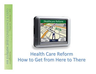 Health Care Reform
How to Get from Here to There
 