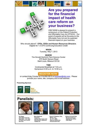 Health Care Reform Symposium- May 7, 2013 St. Louis