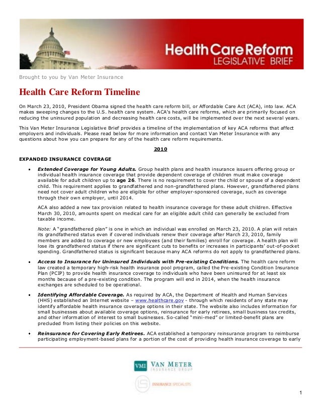 Health Care Reform Timeline 11 28 12