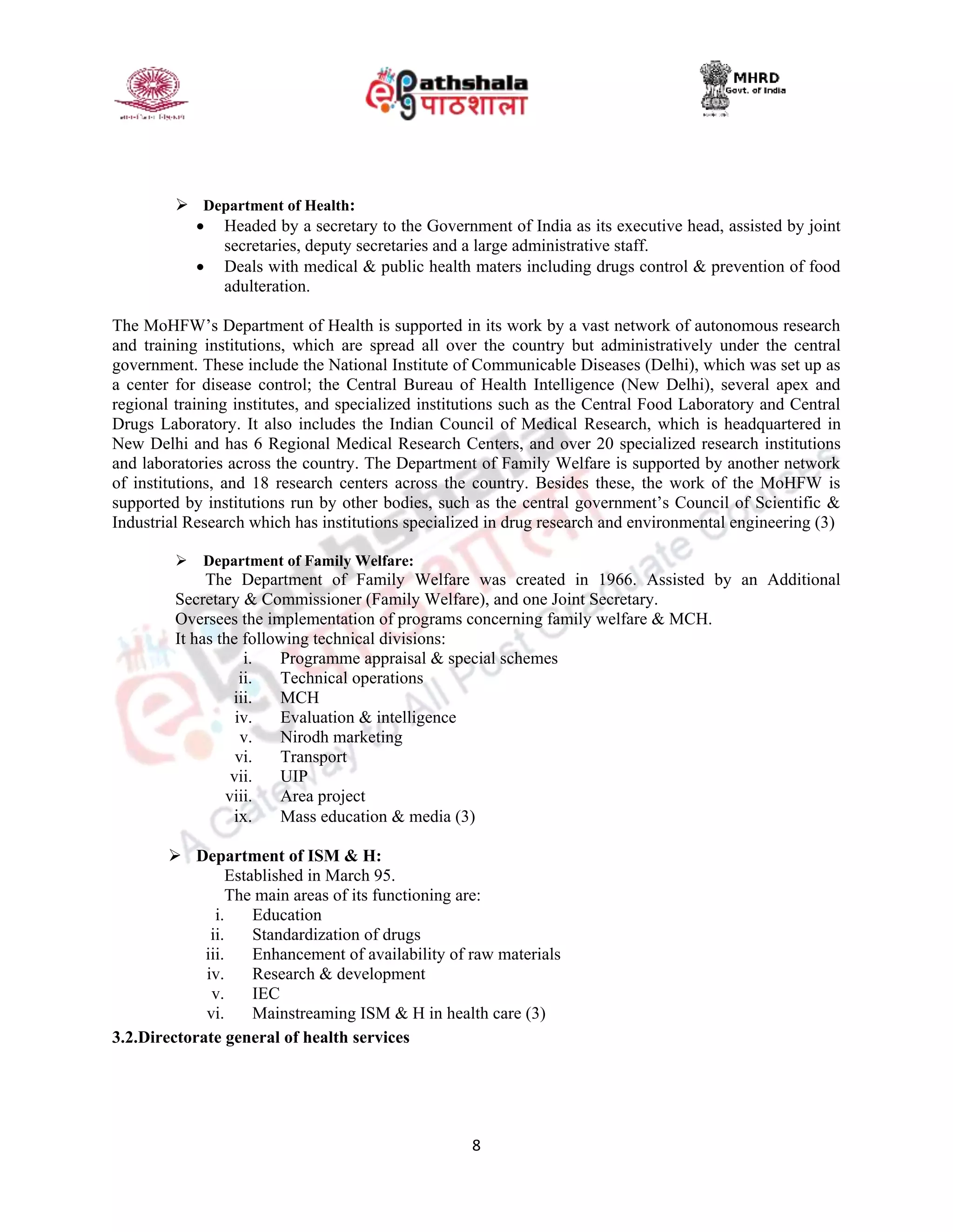 Health care system in india at central level | PDF