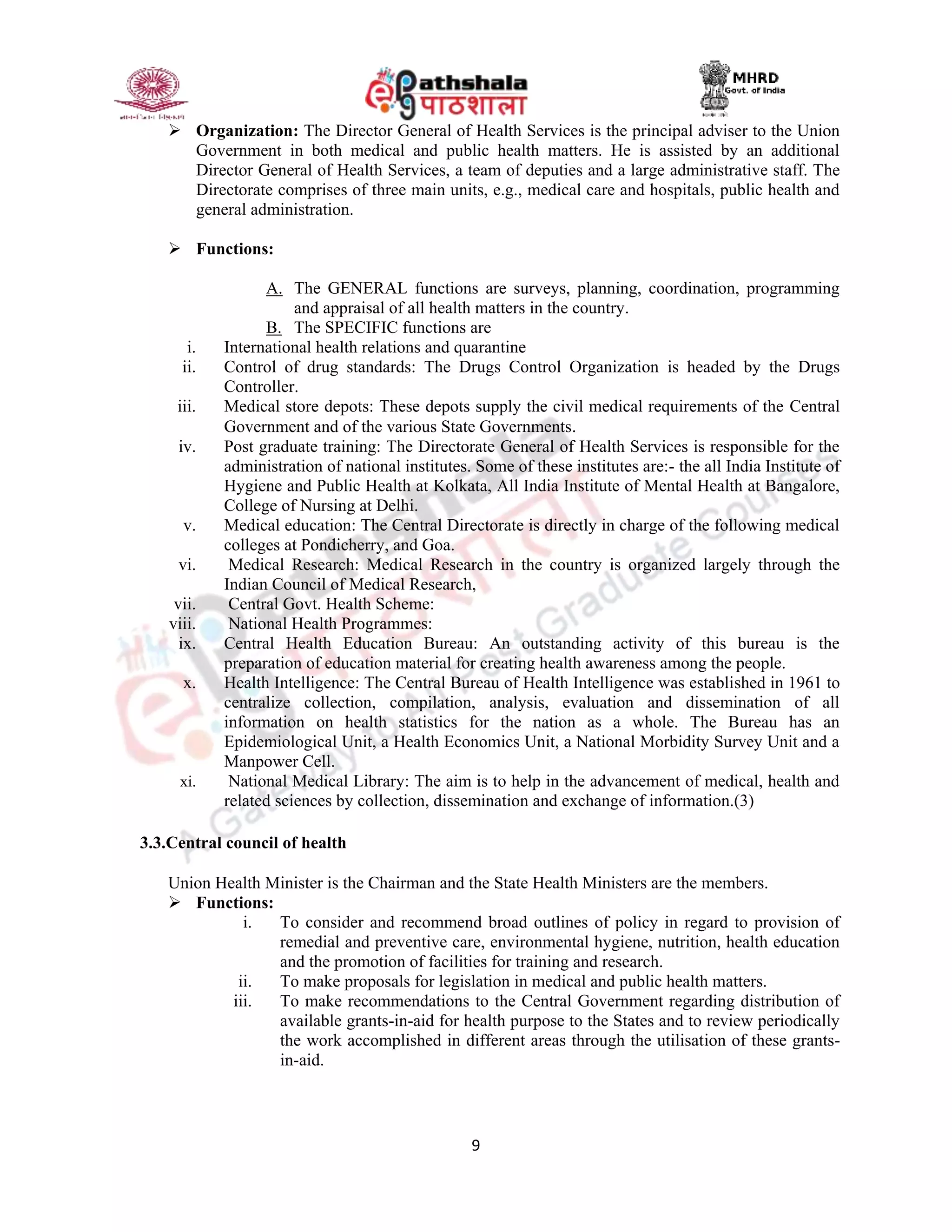 Health care system in india at central level | PDF