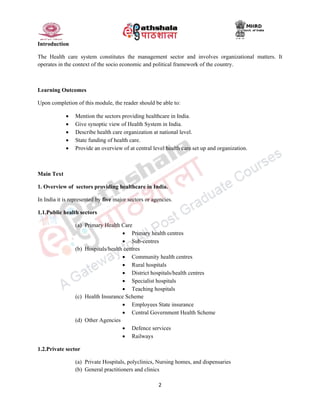 Health care system in india at central level | PDF