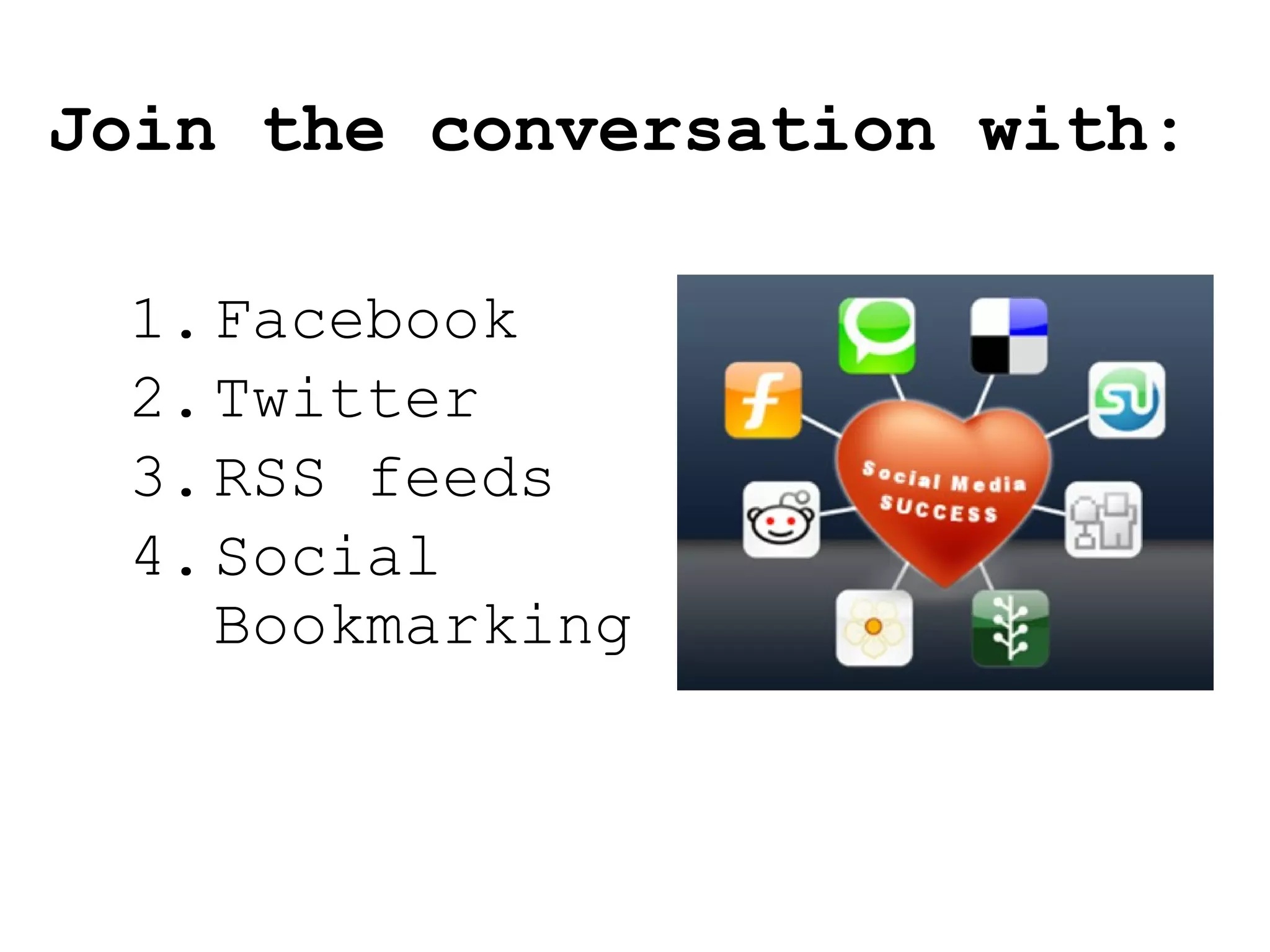 Join the conversation with: Facebook Twitter RSS feeds Social Bookmarking  
