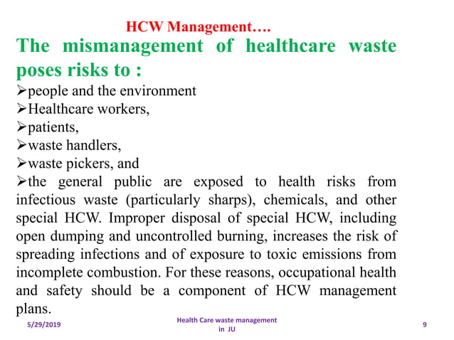 Health care waste management pptx | PPTX | Healthcare Industry | Industries