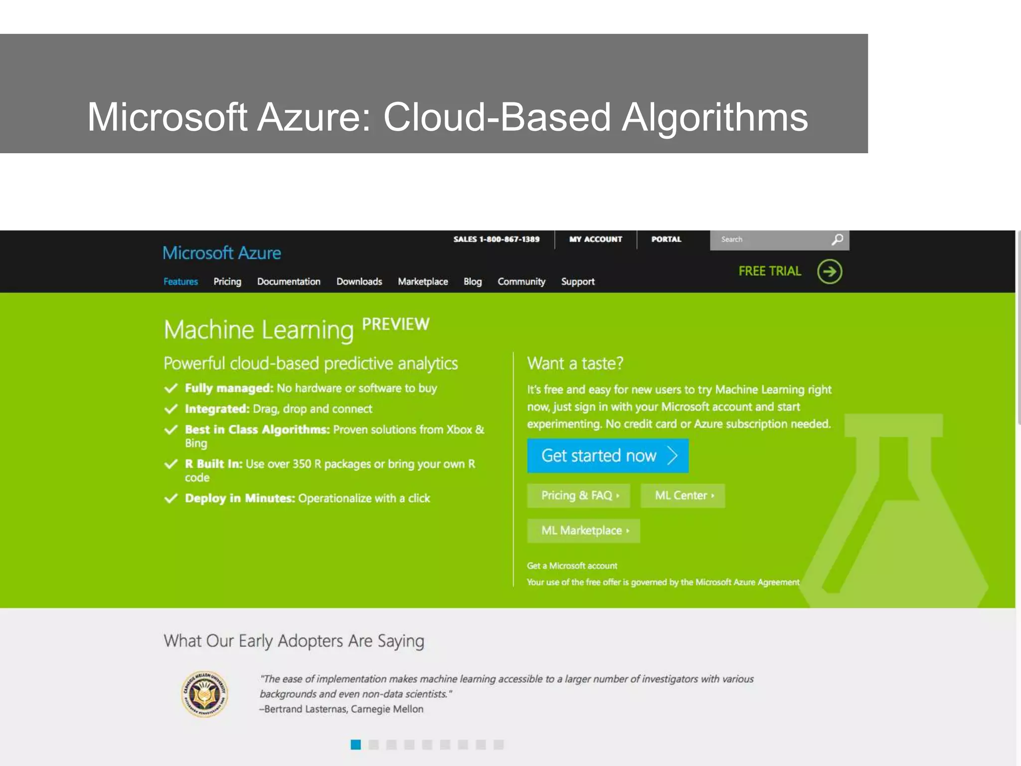 www.healthcatalyst.comCreative Commons Copyright 2014
44
Microsoft Azure: Cloud-Based Algorithms
44
 