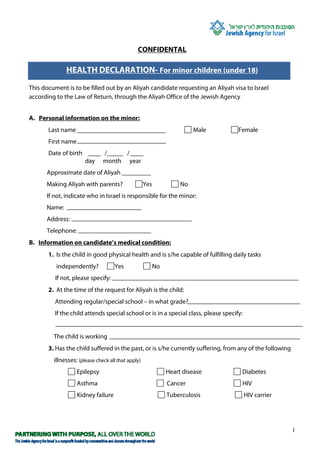 Health Declartion Minor | PDF