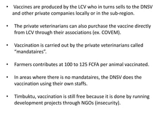 Participatory diagnostics of animal health service delivery systems in Mali