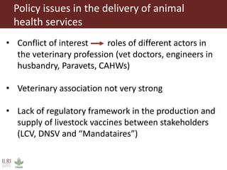 Participatory diagnostics of animal health service delivery systems in Mali