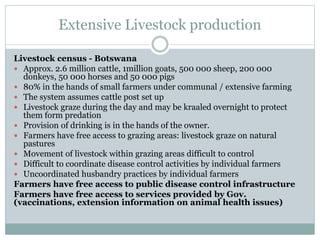Delivery of animal health services: Opportunities and challenges in extensive systems in Botswana