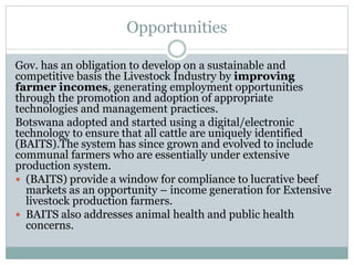 Delivery of animal health services: Opportunities and challenges in extensive systems in Botswana