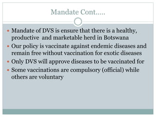 Delivery of animal health services: Opportunities and challenges in extensive systems in Botswana