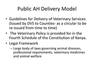 Delivery of animal health services in extensive livestock production systems in Kenya