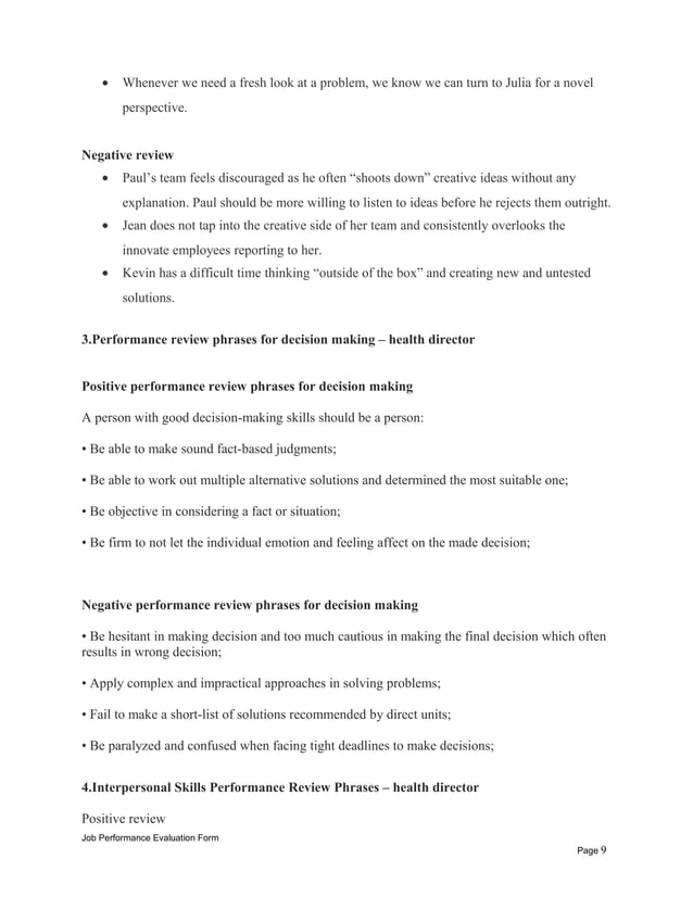 Health Director Performance Appraisal PDF mental-health-cover-letter-exles-infoupdate