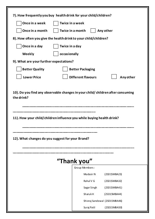 Consumer questionnaire for soft drinks essay 08 picture