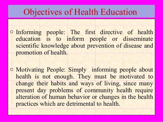 what are the objectives of health education