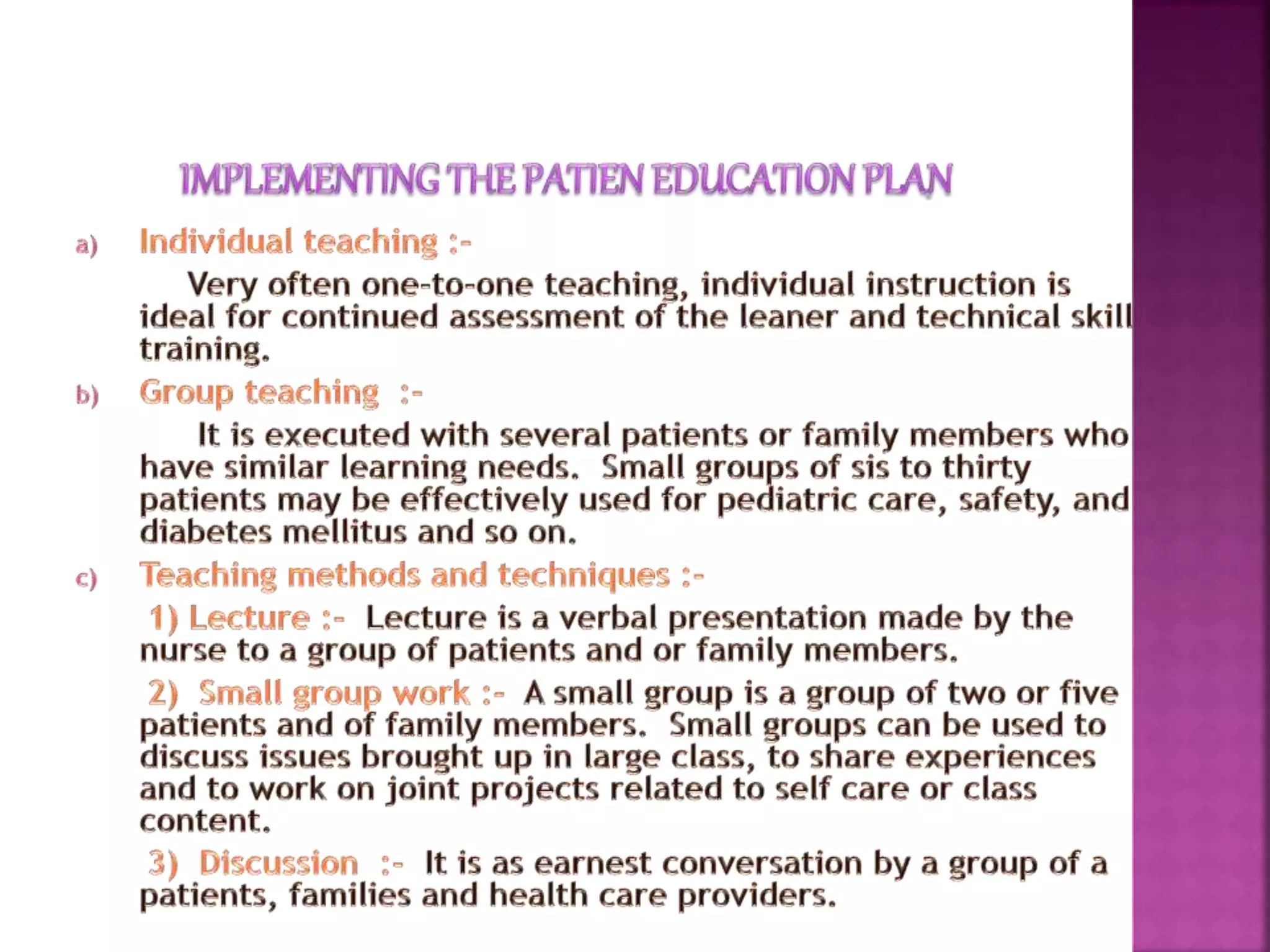 Health education in Nursing lesson plan