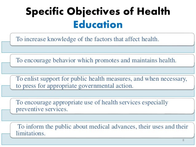 objectives of health education