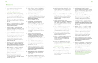 33
32
1.	 Centers for Disease Control and Prevention.
(2010). Alcohol and public health:
Frequently asked questions. 2010. From
http://www.cdc.gov/alcohol/faqs.htm.
2.	 Alcohol. (2008). In C. Kuhn, S. Swartzwelder 
W. Wilson (Eds.), Buzzed: The straight facts about
the most used and abused drugs from alcohol to
ecstasy (3rd ed., pp. 33–61). New York: WW Norton.
3.	 Roehrs, T.,  Roth, T. (2001). Sleep, sleepiness,
and alcohol use. Alcohol Research  Health, 25(2),
101–109.
4.	 Brust, J. C. M. (2005). Alcoholism. In L. P. Rowland
(Ed.), Merritt’s neurology (11th ed.). Philadelphia:
Lippincott Williams  Wilkins.
5.	 Vonghia, L., Leggio, L., Ferrulli, A., Bertini, M.,
Gasbarrini, G., Addolorato, G., et al. (2008). Acute
alcohol intoxication. European Journal of Internal
Medicine, 19(8), 561–567.
6.	 Lohr, R. H. (2005). Acute alcohol intoxication and
alcohol withdrawal. In R. M. Wachter, L. Goldman
 H. Hollander (Eds.), Hospital medicine (2nd ed.).
Philadelphia: Lippincott Williams  Wilkins.
7.	 Zakhari, S. (2006). Overview: How is alcohol
metabolized by the body? Alcohol Research 
Health, 29(4), 245–254.
8.	 Schuckit, M. A. (2005). Alcohol-related disorders.
In B. J. Sadock  V. A. Sadock (Eds.), Kaplan and
Sadock’s comprehensive textbook of psychiatry (7th
ed.). Philadephia: Lippincott Williams  Wilkins.
9.	 Rehm, J., Baliunas, D., Borges, G. L., Graham, K.,
Irving, H., Kehoe, T., et al. (2010). The relation
between different dimensions of alcohol
consumption and burden of disease: An overview.
Addiction, 105(5), 817–843.
10.	 Baan, R., Straif, K., Grosse, Y., Secretan, B.,
Ghissassi, F. E., Bouvard, V., et al. (2007).
Carcinogenicity of alcoholic beverages. The Lancet
Oncology, 8(4), 292–293.
11.	 Connor, J., Broad, J., Jackson, R., Vander Hoorn, S.,
 Rehm, J. (2005). The burden of death, disease
and disability due to alcohol in New Zealand.
New Zealand Medical Journal, 118(1213).
12.	 Rehm, J., Mathers, C., Popova, S.,
Thavorncharoensap, M., Teerawattananon,
Y.,  Patra, J. (2009). Global burden of disease and
injury and economic cost attributable to alcohol
use and alcohol-use disorders.
The Lancet, 373(9682), 2223–2233.
13.	 Fingerhood, M. I. (2007). Alcoholism and
associated problems. In N. H. Fiebach, L. R.
Barker, J. R. Burton  P. D. Zieve (Eds.), Principles
of ambulatory medicine (7th ed.). Philadelphia:
Lippincott Williams  Wilkins.
14.	 Molina, P. E., Happel, K. I., Zhang, P., Kolls, J. K.,
 Nelson, S. (2010). Focus on: Alcohol and the
immune system. Alcohol Research  Health, 33
(1–2), 97–108.
15.	 Desai, N. G., Nawamongkolwattana, B.,
Ranaweera, S., Shrestha, D. M.,  Sobhan, M.
A. (2003). Prevention of harm from alcohol use:
Get high on life without alcohol. New Delhi:
Regional Office for South-East Asia, World Health
Organization.
16.	 Rehm, J. (2003). The relationship of average
volume of alcohol consumption and patterns
of drinking to burden of disease: An overview.
Addiction, 98(9), 1209–1228.
17.	 Humphrey, G., Casswell, S.,  Han, D. Y. (2003).
Alcohol and injury among attendees at a New
Zealand emergency department. New Zealand
Medical Journal, 116(1168).
18.	 Lee, K. H.,  Snape, L. (2008). Role of alcohol in
maxillofacial fractures. New Zealand Medical
Journal, 121(1271).
19.	 National Health and Medical Research Council.
(2009). Australian guidelines to reduce health risks
from drinking alcohol. Canberra: NHMRC.
20.	 Dawson-Hughes, B. (2006). Osteoporosis. In M. E.
Shils (Ed.), Modern nutrition in health and disease
(10th ed.). Philadelphia: Lippincott Williams 
Wilkins.
21.	 Maria, N. D., Colantoni, A.,  Van Thiel, D. H. (2001).
The liver and endocrine function. In K. L. Becker
(Ed.), Principles and practice of endocrinology and
metabolism (3rd ed.). Philadelphia: Lippincott
Williams  Wilkins.
22.	 Derk, C. T.,  De Horatius, R. J. (2005).
Osteonecrosis. In W. J. Koopman  L. W. Moreland
(Eds.), Arthritis and allied conditions: A textbook of
rheumatology (15th ed.). Philadelphia: Lippincott
Williams  Wilkins.
23.	 Lieber, C. S. (2006). Nutrition in liver disorders
and the role of alcohol. In M. E. Shils (Ed.),
Modern nutrition in health and disease (10th ed.).
Philadelphia: Lippincott Williams  Wilkins.
24.	 Oscar-Berman, M.,  Marinkovic, K. (2003).
Alcoholism and the brain: An overview. Alcohol
Research  Health, 27(2), 125–133.
25.	 Martin, P. R., Singleton, C. K.,  Hiller-Sturmhöfel,
S. (2003). The role of thiamine deficiency in
alcoholic brain disease. Alcohol Research 
Health, 27(2), 134–142.
26.	 Charness, M. E. (2010). Overview of the chronic
neurologic complications of alcohol. Waltham,
MA: Up-to-date. From http://www.uptodate.com/
contents/overview-of-the-chronic-neurologic-
complications-of-alcohol.
27.	 Room, R., Babor, T.,  Rehm, J. (2005). Alcohol and
public health. The Lancet, 365(9458), 519–530.
28.	 Kopans, D. B. (2007). Epidemiology, etiology,
risk factors, and survival from breast cancer. In
Breast imaging (3rd ed.). Philadelphia: Lippincott
Williams  Wilkins.
29.	 Secretan, B., Straif, K., Baan, R., Grosse, Y.,
Ghissassi, F. E., Bouvard, V., et al. (2009). A review
of human carcinogens – Part E: Tobacco, areca nut,
alcohol, coal smoke, and salted fish. The Lancet
Oncology, 10(11), 1033–1034.
30.	 Junk, A. K.,  Morris, D. A. (2007). Cataracts and
systemic disease. In W. Tasman  E. A. Jaeger
(Eds.), Duane’s clinical ophthalmology (Vol. 5).
Philadelphia: Lippincott Williams  Wilkins.
31.	 Ronksley, P. E., Brien, S. E., Turner, B. J., Mukamal,
K. J.,  Ghali, W. A. (2011). Association of alcohol
consumption with selected cardiovascular disease
outcomes: A systematic review and meta-analysis.
BMJ, 342, d671.
32.	 Bhatt, D. L., Francis, G. S.,  Tadros, T. M. (2007).
Alcohol and the heart. In J. V. Nixon, J. S. Alpert,
G. P. Aurigemma, A. F. Bolger  B. R. Chaitman
(Eds.), The AHA clinical cardiac consult (2nd ed.).
Philadelphia: Lippincott Williams  Wilkins.
33.	 Mukamal, K. J.,  Rimm, E. B. (2001). Alcohol’s
effects on the risk for coronary heart disease.
Alcohol Research  Health, 25(4), 255–261.
34.	 Kloner, R. A.,  Rezkalla, S. H. (2007). Substance
abuse and the heart. In Textbook of cardiovascular
medicine (3rd ed.). Philadelphia: Lippincott
Williams  Wilkins.
35.	 Noth, R. H.,  Swislocki, A. L. M. (2001). Endocrine-
metabolic effects of alcohol. In K. L. Becker (Ed.),
Principles and practice of endocrinology and
metabolism (3rd ed.). Philadelphia: Lippincott
Williams  Wilkins.
36.	 Mukamal, K. J. (2010). Overview of the risks
and benefits of alcohol consumption. Waltham,
MA: Up-to-date. From http://www.uptodate.com
/contents/overview-of-the-risks-and-benefits-
of-alcohol-consumption?source=search_
resultselectedTitle=1%7E150.
References
 