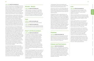 11
10
Long-term effects of alcohol use
Chronic heavy alcohol use can damage the brain and
nerves in a variety of ways. Some damage to the brain,
from mild to severe, occurs in around half of chronic
heavy alcohol drinkers.[24] This may be a result of
thiamine (vitamin B1) deficiency (secondary to alcohol
use, either because of poor diet or because alcohol
reduces the absorption of thiamine from the gut and
interferes with how thiamine is used in the body).[25]
Thiamine deficiency can cause an acute, severe, life-
threatening disorder called Wernicke’s encephalopathy,
which usually presents with symptoms of abnormal
or paralysed eye movements, difficulty walking
and confusion. It also causes a chronic condition of
memory loss (variously called Korsakoff’s syndrome,
psychosis or dementia), where loss of old memories
occurs and difficulties in laying down new memories
may be profound.[4,24,25] Both of these disorders are
ultimately fatal without treatment with thiamine.[4]
Chronic heavy alcohol use can also damage the part
of the brain responsible for balance and coordination
(the cerebellum), leading to instability and problems
with walking.[4,25] It can also damage peripheral nerves
in the body, leading to pain, weakness, numbness and
the inability to sense touch.[4,26] In rare cases it can
damage specific centres in the brain, leading to loss
of mental function, inability to walk and death[8] and
can lead to the development of epilepsy (chronic fits)[9]
and sleep disturbances. Although individuals suffering
from insomnia sometimes use alcohol to treat the
insomnia, tolerance to the sedating effect of alcohol
is likely to occur, increasing the risk of excessive use.[3]
Also, if more than one or two drinks are taken in
the evening, sleep can be disrupted, increasing the
chances of a person waking in the night and finding
it hard to fall back asleep.[8]
The relationship between alcohol use and stroke,
where there is a sudden paralysis, loss of sensation or
inability to talk because the blood supply to the brain
is interrupted, is complex. Alcohol increases the risk
of hemorrhagic stroke, where the stroke is caused
by bleeding in the brain. However, low to moderate
alcohol use (one to two drinks a day) reduces the risk
of ischaemic stroke, which is caused by blockage of the
blood vessels in the brain, but higher levels of alcohol
use increase the risk of ischaemic stroke.[9]
Breasts – Women
Long-term effects of alcohol use
Long-term alcohol use increases the risk of breast
cancer, with higher use resulting in a higher risk of
cancer.[9,27,28] A significantly elevated risk is seen
from drinking even one or two drinks of alcohol a day.
[10] The risk increases on average by about 10 percent
for every one standard drink of alcohol per day.[29]
Eyes
Immediate effects of alcohol use
Being drunk can cause blurred or double vision.[4]
Long-term effects of alcohol use
Chronic heavy alcohol use, when coupled with a diet low
in vitamin B1 and B12, may lead to decreased vision.[4,30]
Heart* and blood pressure
Long-term effects of alcohol use
The evidence for the effect of alcohol on the heart
is mixed. There is an opinion that light to moderate
alcohol use (up to one standard drink per day for
women and up to two standard drinks per day for
men) can, in older age groups, reduce the risk of
developing and dying from coronary artery disease
(narrowing and blockage of the arteries supplying
blood to the heart resulting from the build-up
of fatty deposits inside the walls of the arteries
(atherosclerosis), which can cause angina and heart
attacks). This appears to be because small quantities
of alcohol alter the lipids and clotting factors in the
blood to make them protective against heart disease.
[9,31,32,33]
However, heavy drinking (both chronic and a pattern of
heavy drinking sessions) increases the risk of coronary
artery disease.[9,34] Heavy drinking (chronic and/or
at a single session) is also associated with sudden
death from heart failure, with irregular heartbeats
and with chronic disease of the heart muscle (dilated
cardiomyopathy). Dilated cardiomyopathy leads
to heart failure, where the heart can no longer pump
blood around the body effectively.[9,27,32,34]
Heavy chronic alcohol use is also linked to high blood
pressure, particularly in men.[9,34,35] Blood pressure
increases with drinking more than two or three drinks
a day on average and restriction of alcohol lowers the
blood pressure.[35]
Drinking alcohol in order to ‘protect the heart’ is not
advisable, since alcohol is an addictive drug that causes
cancer, increases the risk of injury and causes damage to
the fetus in pregnant women. People can find it difficult
to limit their drinking to one or two standard drinks a day
and heavy drinking actually increases the risk of heart
disease and.[34] People who have risk factors for or
have established heart disease should focus on other
factors such as cigarette smoking, high cholesterol,
high blood pressure, diabetes, overweight and physical
inactivity. Young and middle-aged adults, especially
women, are more likely to experience harm than
benefit from alcohol use due to risk from injury and,
for women, increased risk from breast cancer.[36,37]
Intestines
Long-term effects of alcohol use
Long- term alcohol use can cause cancer of the large
bowel/intestines and rectum.[9,38,39] Alcohol can
lead to malnutrition and diseases due to low vitamin
levels, as it blocks the absorption of many important
vitamins and nutrients in the gut.[23]
Kidneys and fluid balance
Immediate effects of alcohol use
Alcohol is a diuretic, meaning that it causes water to
be lost from the body through the kidneys (into urine),
which can lead to dehydration.[35] Alcohol can also
cause the loss of important minerals and salts from
the body such as magnesium, calcium, phosphate,
sodium and potassium,[13] either directly or because
alcohol induces vomiting. Low levels of these elements
can cause many problems ranging from irregular
heartbeats to seizures.[5]
Liver
Long-term effects of alcohol use
Chronic heavy alcohol use can damage the liver,
causing alcoholic liver disease. This occurs across
a spectrum from fatty liver, to acute alcoholic
hepatitis, to cirrhosis.[1]
Fatty liver, where fat builds up in the liver cells, is very
common in heavy drinkers and is reversible if drinking
is reduced. However, a small percentage of people with
fatty liver will develop alcoholic hepatitis, cirrhosis
or liver cancer.
Alcoholic hepatitis develops in 10 to 35 percent of
heavy drinkers and is an acute injury to the liver
which can present with symptoms of feeling unwell,
tiredness, jaundice (yellow skin and whites of eyes),
swollen stomach and enlarged, tender liver. Death
from liver failure can occur in severe cases.
Cirrhosis of the liver develops in 5 to 15 percent of
heavy drinkers and is where the liver is permanently
damaged and cells are replaced by scar tissue, so the
liver can no longer function (to detoxify the body,
make vital proteins, store vitamins and sugars,
and make chemicals necessary for digestion).
Cirrhosis can also lead to death from liver failure.
Treatment for alcoholic liver disease must include
stopping the drinking of alcohol. Alcohol also causes
liver cancer, and treatment options are often limited
if alcoholic liver disease is present or the cancer has
spread widely by the time of diagnosis. This means
liver cancer is often quickly fatal.[9,40,41]
*The evidence for the effects of alcohol on the heart is mixed and often
controversial. This section is a brief summary of the evidence available
at the time of publication.
Introduction
Body
Effects
Health
Effects
&
Conditions
Impact
of
Alcohol
Effects
of
Alcohol
Drinking
Advice
Support
&
Information
 