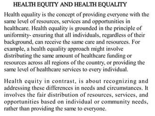 Health Equity and Health Disparities Explained | PDF