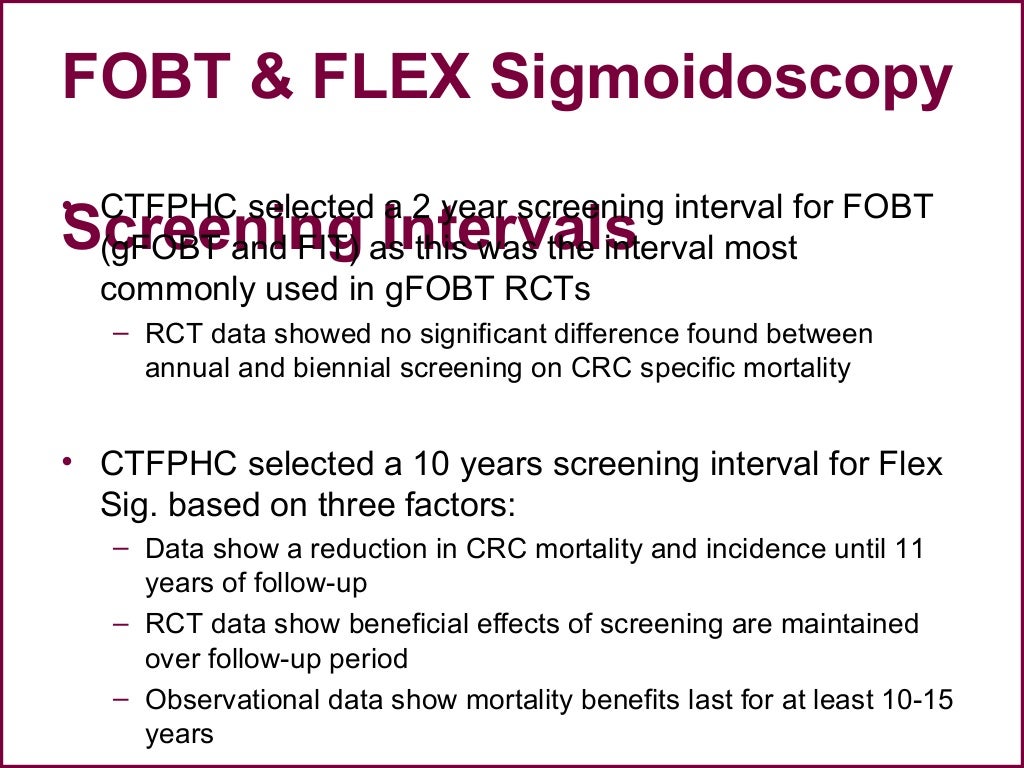 Colorectal screening evidence & colonoscopy screening guidelines