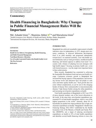 Health financing in bangladesh why changes in public financial ...