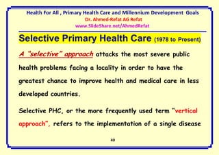 Health for all- primary health care- millennium development goals | PDF