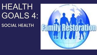 HEALTH
GOALS 4:
SOCIAL HEALTH
 